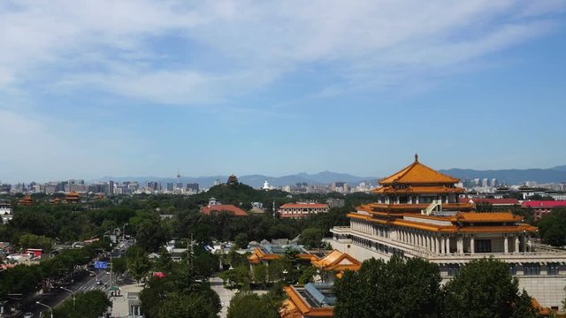Beijing urban skyline at daytime,with forbidden city and downtown district background,Beijng,China.