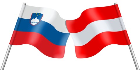 Flags. Slovenia and Austria