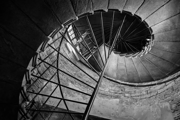 Bottom view of the Screw staircase/Spiral staircase in the old building, bottom view © George
