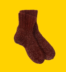 Winter socks on the yellow