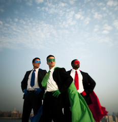 Businessmen in superhero costume