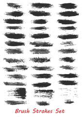 Grungy brush strokes set over white background. Elements for your work and design. Eps10