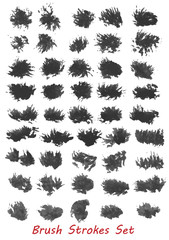 Grungy brush strokes set over white background. Elements for your work and design. Eps10