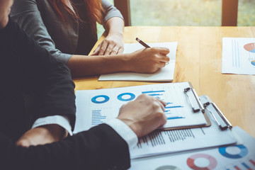 Business people meeting working with new startup project. Idea presentation, analyze plans.