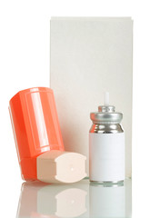 Portable inhaler with dispenser, isolated on white background
