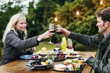 Couple Cheers Love Wine Concept