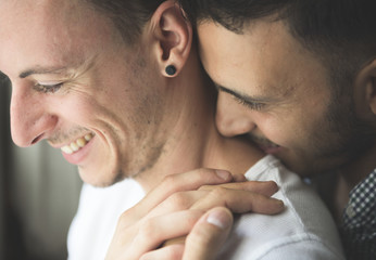 Gay Couple Love Home Concept