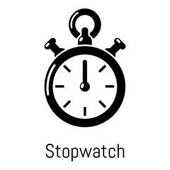 Stopwatch icon, simple black style
