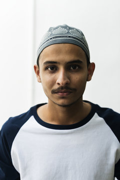 A cheerful muslim man
