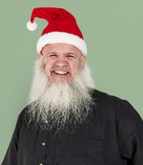 Bearded Caucasian Man Santa Claus Smiling