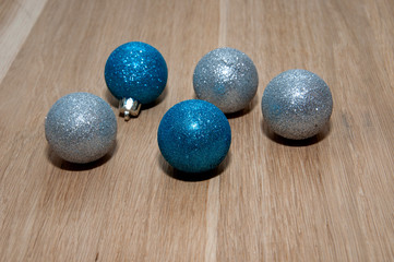 Blue and gray Christmas balls