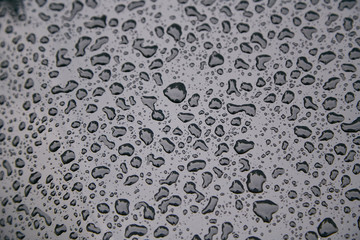 raindrops on the hood of the car