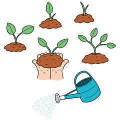 vector set of planting tree © olllikeballoon