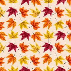 Fototapeta na wymiar Seamless pattern with autumn leaves. Vector illustration