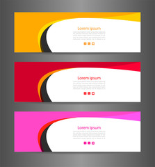 Set three colorful abstract modern banner texture. Vector banner background for web banner design
