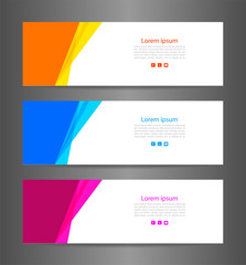 Fototapeta premium Set three colorful abstract modern banner texture. Vector banner background for web banner design