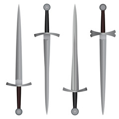 Set of medieval 3d swords.Various blades of swords
