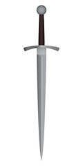 Medieval 3d sword with a diamond-shaped blade and leather handle