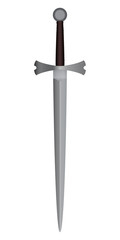 medieval 3d sword with a diamond-shaped blade, leather handle and an unusual crosshair (guard)