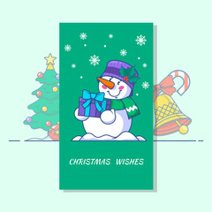 Snowman line vector icon. Vector illustration of Christmas badges and symbols. such as Snowman, Christmas bells, Christmas tree