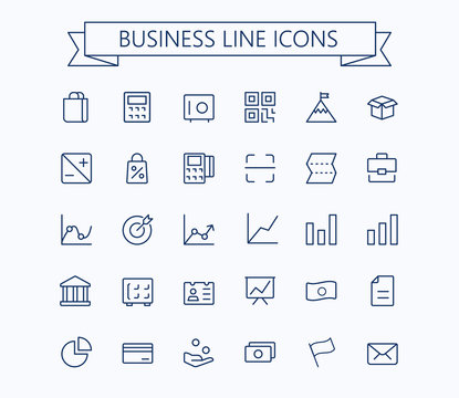 Business,finance vector thin line mini icons set. 24x24 Grid. Pixel Perfect.Editable stroke.