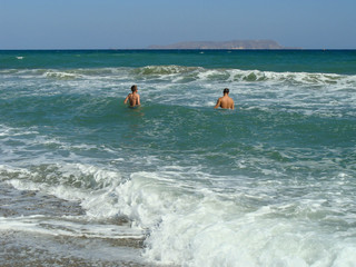 Mediterranean sea sand beach of Nothern Crete.