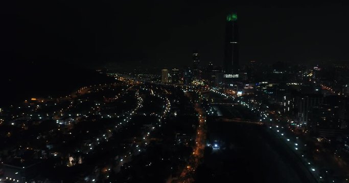 Santiago Chile Cityscape at Night Aerial View
