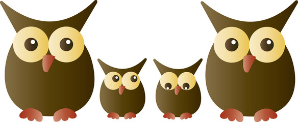 a sweet adorable owl family