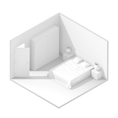 3d isometric rendering bedroom