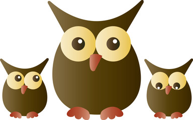 three cute owls