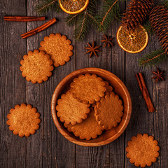 Christmas wooden background.