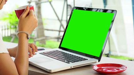 Young Asian Teenage girl using a laptop computer to buy products from an online store with credit card, online surfing and chatting with friends on the social network