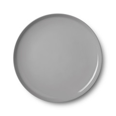 Simple circular porcelain plate isolated on whit  with clipping path
