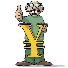 man with yen sign