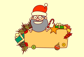 Santa Hold Empty Banner Merry Christmas And Happy New Year Concept Winter Holidays Decoration Vector Illustration