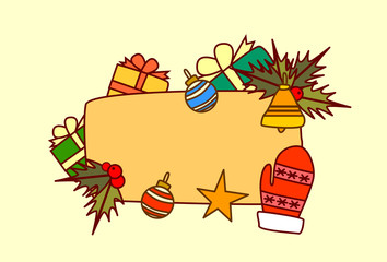 Empty Banner For Text Merry Christmas And Happy New Year Concept Winter Holidays Decoration Vector Illustration