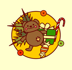 Cute Toys Icon Merry Christmas And Happy New Year Concept Winter Holidays Hand Drawn Collection Vector Illustration