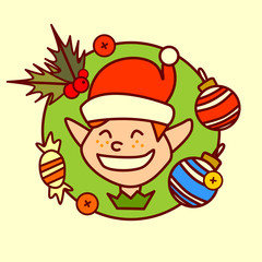 Elf Icon Merry Christmas And Happy New Year Concept Winter Holidays Hand Drawn Collection Vector Illustration