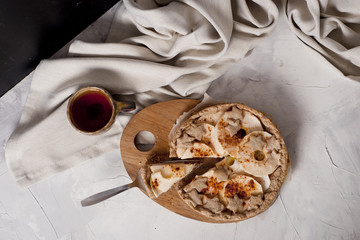 apple pie on grey background