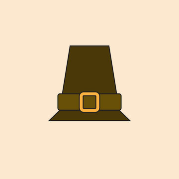 Pilgrim Hat Icon Happy Thanksgiving Day Autumn
