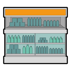 supermarket fridge with products
