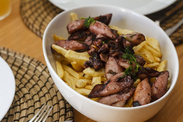 Grilled calamari and chips