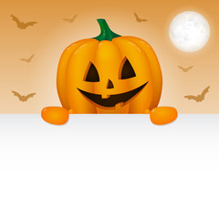 Halloween background with scary pumpkin lantern. Vector.