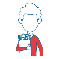 man with bag of groceries