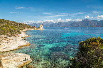 Genoese tower at Mortella near St Florent in Corsica