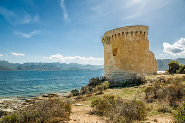 Genoese tower at Mortella near St Florent in Corsica