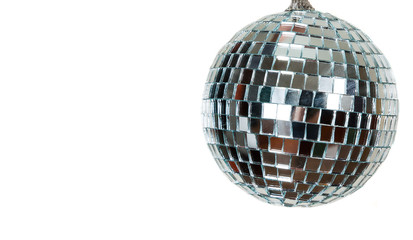 mirror ball isolated on white with copy space