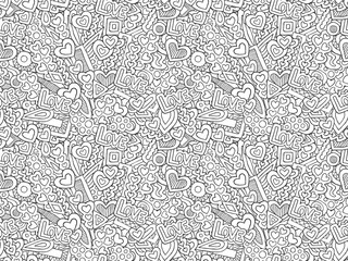 Zentangle love hearts abstract doodle pattern
