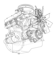 Engine sketch. Vector