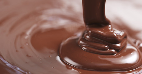 pouring dark melted chocolate